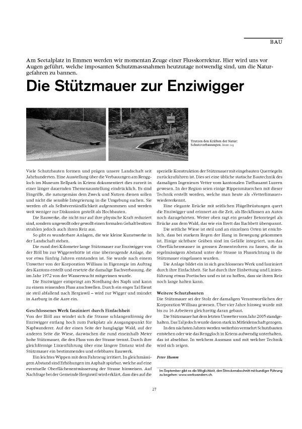 Publikation Die St&uuml;tzmauer zur Enziwigger